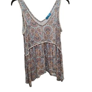 Buttans Top Blouse Pullover Boho Floral Bohemian Rayon Size S